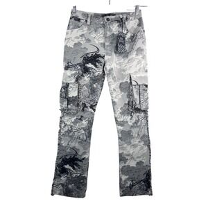 Rebel Vengeance skull Skeleton floral cargo Tapestry Pants sz 30 gothic punk